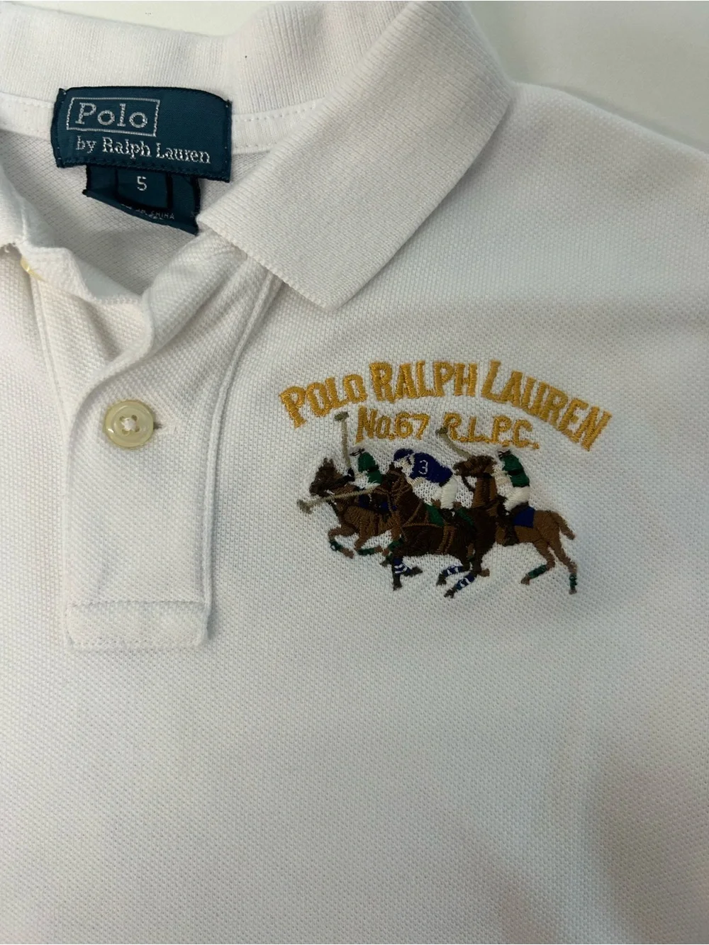 Ralph Lauren White Polo Shirt with Embroidered Polo Players